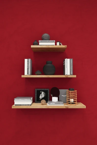 Modern 3'lü Uçan Raf Çok Amaçlı Duvar Rafı Organizer %100 MDF Kitaplık Mutfak Banyo Rafı DRF05  SAFİR MEŞE ürün görseli 1