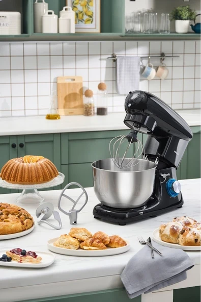 Karaca Multichef Stand Mikser Shiny Black Mutfak Şefi 1900w 5,5 Lt (Kıyma /sucuk-sosis/içli Köfte Aparatlı) ürün görseli 1