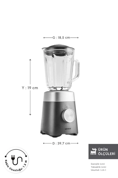 Karaca Multiblend Smoothie Blender Gri 1000w - Resim 2