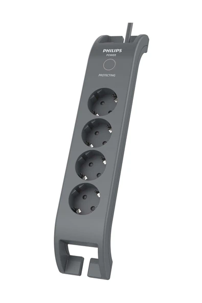 Philips SPN3140A/62  2 Metre 900J  4'lü Akım Korumalı Priz Siyah ürün görseli 1
