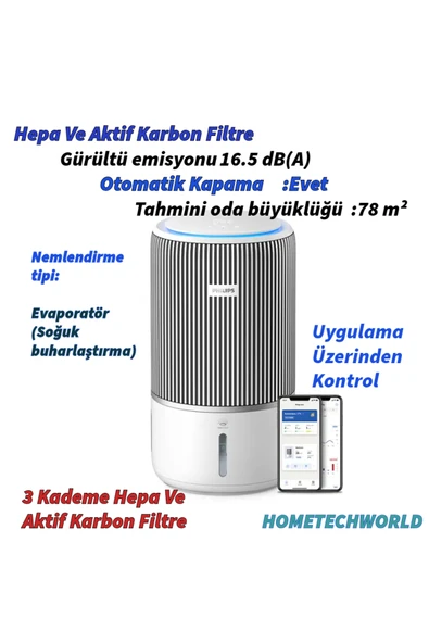 Philips PureProtect Water 3400 Serisi Akıllı 2'si 1 Arada Hava Temizleyici ve Nemlendirici ürün görseli 1