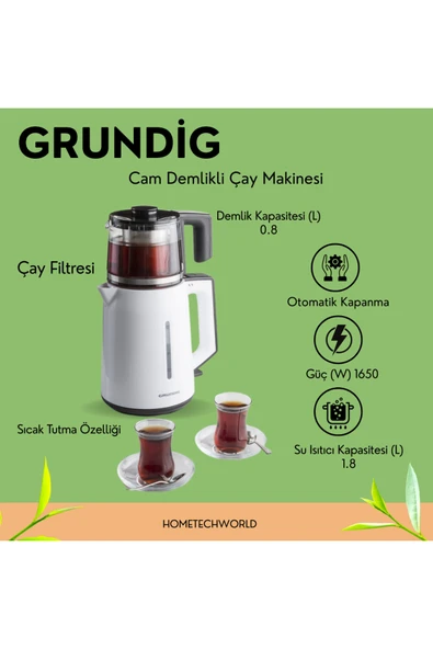 Grundig 1650 Watt Cam Demlikli Çay Makinesi 1,8 Lt. ürün görseli 1
