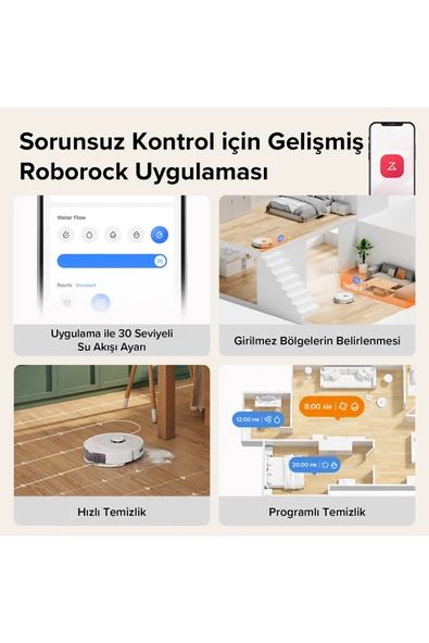 Roborock Vacuum Cleaner Q8 Max Robot Süpürge Beyaz - Resim 7