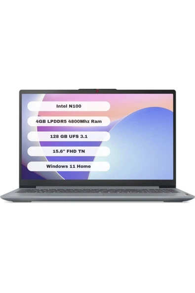 LENOVO IdeaPad Slim 3 Intel Celeron N100 4GB 128GB Intel UHD Graphics 15.6" FHD W11 Notebook 82XB009GTX ürün görseli 1