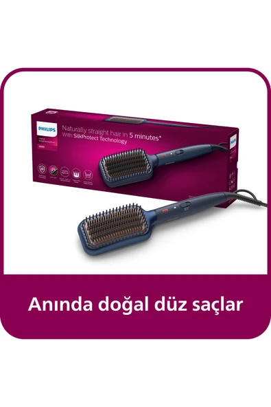 Philips Düzleştirici Tarak, Anında Doğal Düz, Pürüzsüz Kabarmayan Saçlar, BHH885/00 ürün görseli 1