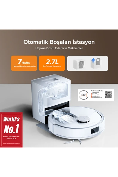 Roborock Q8 Max Pro Plus Akıllı Robot Süpürge Beyaz - Resim 8