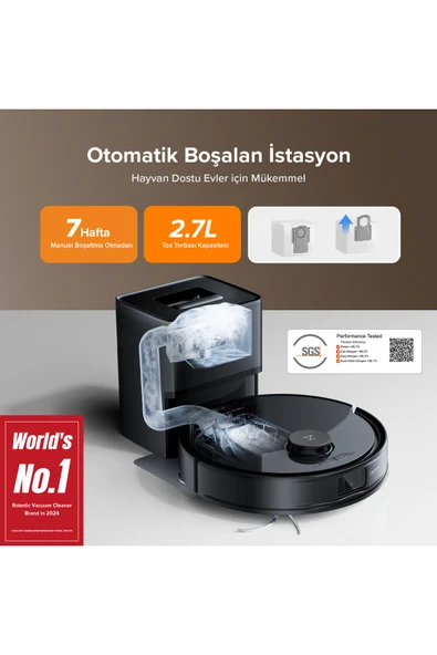 Roborock Q8 Max Pro Plus Akıllı Robot Süpürge Siyah - Resim 8