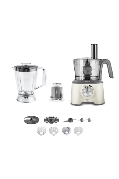 Karaca x Refika Mastermaid Power 10 in 1 Mutfak Robotu Swiss Cream 2000w ürün görseli 1