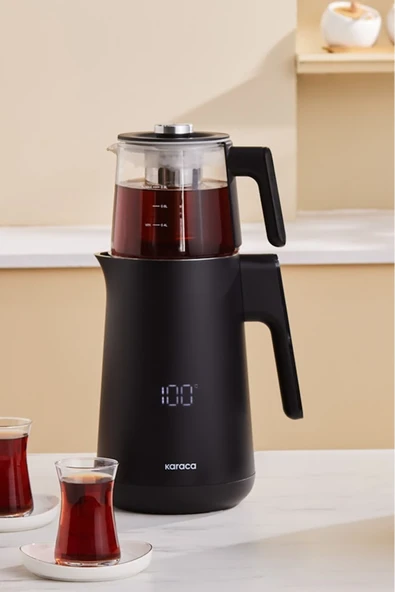 Karaca Cool Touch 1502 Çift Cidarlı Dijital Ekran Çay Makinesi Black ürün görseli 1