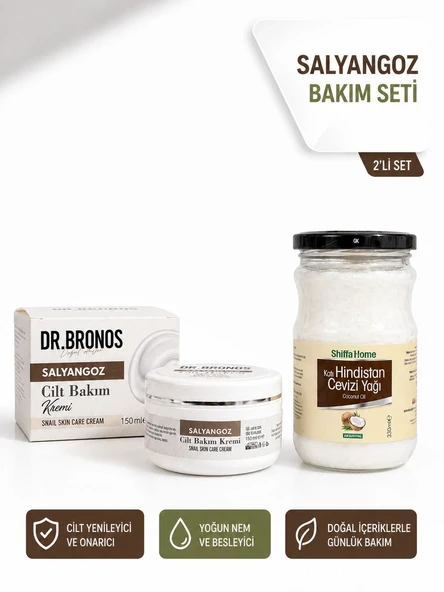DR.BRONOS Salyangoz Cilt Bakım Kremi 150 ml. | ShiffaHome Hindistan Cevizi Yağı 330 ml. ürün görseli 1