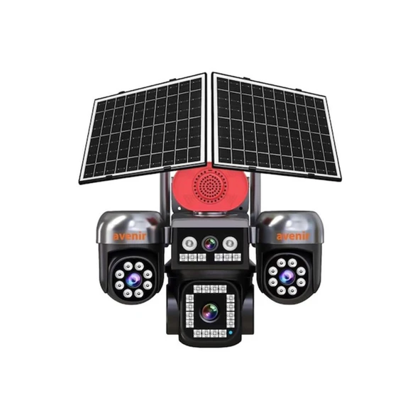 Avenir AV-S446 12MP 4 Kameralı PTZ 4G Sim Kartlı Solar Kamera ürün görseli 1