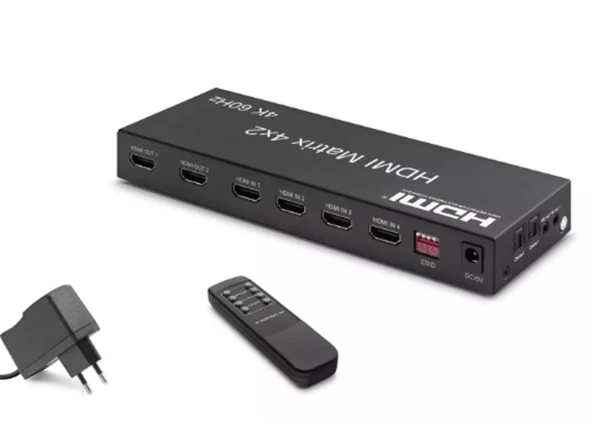 Hadron Hdx1334 Hdmi Switch & Splitter 4-In 2-Out Matrix Siyah 4K HDMI Girişi: 4 HDMI Çıkışı: 2 ürün görseli 1