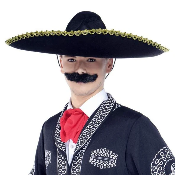 Sombrero Meksika Şapkası Altın Şeritli Yetişkin Boy ürün görseli 1