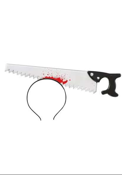 Kafaya Saplanmış Halloween Kanlı Testere Şaka Tacı ürün görseli 1