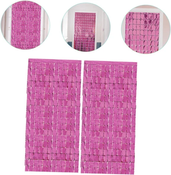 Rose Gold Disko Dikdörtgen Kesim Kapı Perdesi - Resim 3