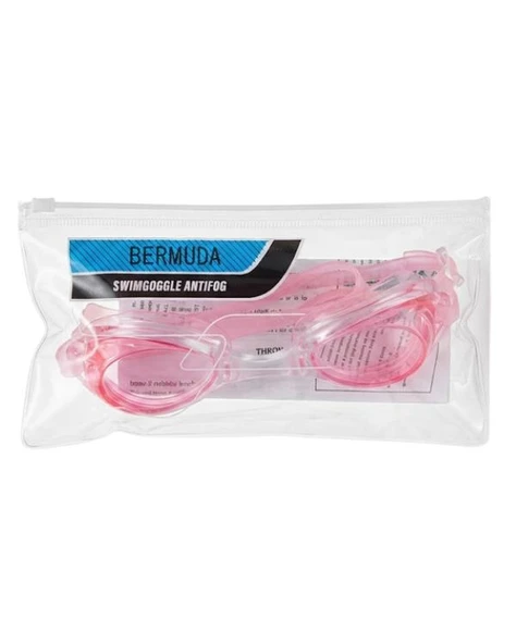 Bermuda Silikonlu Antifog Yüzücü Gözlüğü Çantalı Pembe HR7100 ürün görseli 1