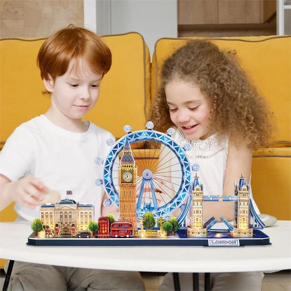 London City Line 3D Puzzle LED Işıklı - Resim 3