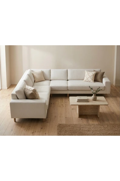 Mokka Puzzle Köşe Koltuk Fitilli Kadife Taş Orkide – Soft Ton HR35 Sünger Modern ürün görseli 1