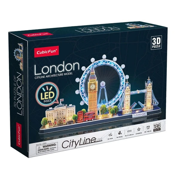 London City Line 3D Puzzle LED Işıklı - Resim 4