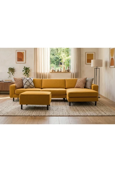 Mokka Mini Köşe Koltuk Bukle Retro Kil – Modern Modüler Köşe Koltuk HR35 Sünger Dayanıklı ürün görseli 1