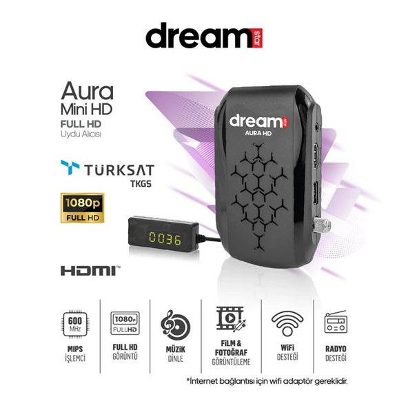 Dreamstar Aura Mini HD Uydu Alıcısı ürün görseli 1