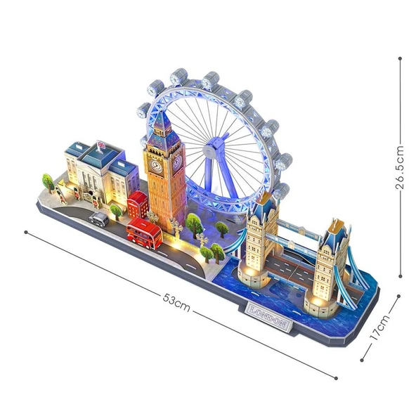 London City Line 3D Puzzle LED Işıklı - Resim 2