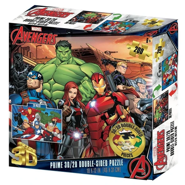 Prime 3D Marvel Avengers Çift Taraflı Puzzle 200 Parça ürün görseli 1