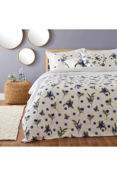 Bella Maison %100 Pamuk Ranforce Blueberry Çift Kişilik Nevresim Seti ürün görseli 1