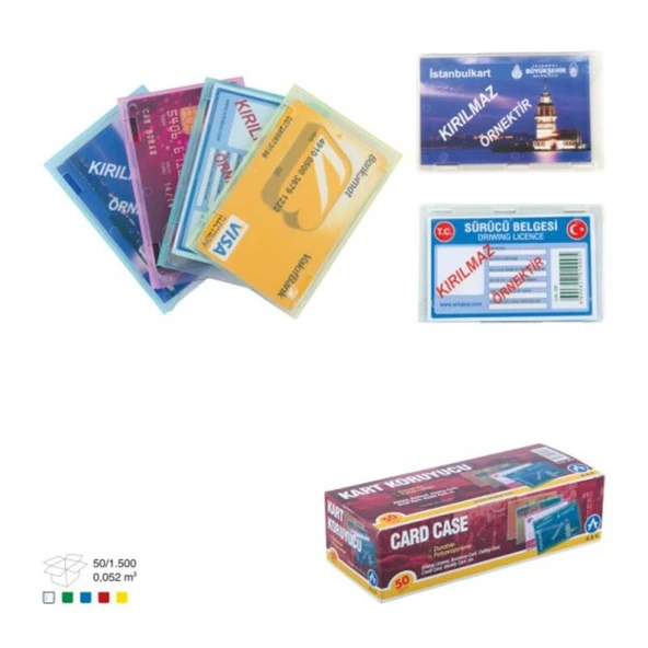 Ark Şeffaf Kart Koruyucu Kılıf Karışık Renk 10 Adet ürün görseli 1