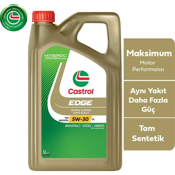 Castrol Edge 5W-30 Tam Sentetik Motor Yağı 5 Litre Maksimum Performans Sağlar ürün görseli 1