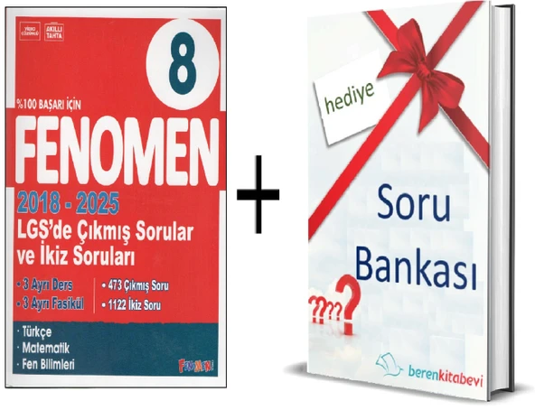 Fenomen 8. Sınıf Çıkmış Sorular ve İkiz sorular Türkçe + Matematik+Fen (2018-2025) ve Hediye Soru Bankası ürün görseli 1