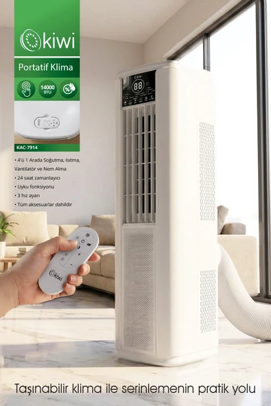Kiwi KAC-7914 Portatif Kurulum Gerektirmeyen Klima 14000 BTU & 4 Fonksiyon & 35–50 m² Etki Alanı ürün görseli 1