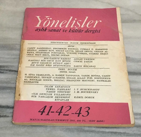 YÖNELİŞLER Dergisi Mayıs Haziran Temmuz 1985 Sayı 41,42,43(Sahafiye Kitap) ürün görseli 1