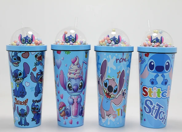 Sevimli Stitch Pipetli Boncuklu Termos Ve Suluk ürün görseli 1