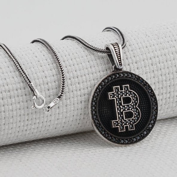 Bitcoin 925 Ayar Gümüş Kolye ürün görseli 1