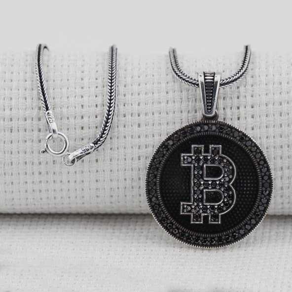 Bitcoin 925 Ayar Gümüş Kolye - Resim 2