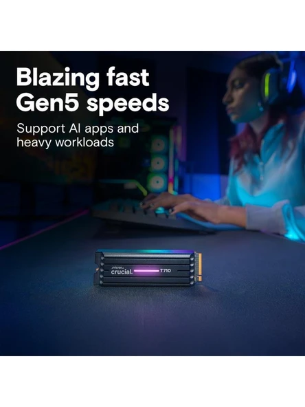 Crucial T710 1TB PCIe Gen5 NVMe M.2 SSD CT1000T710SSD5 SOĞUTUCULU Heatsink - Resim 3
