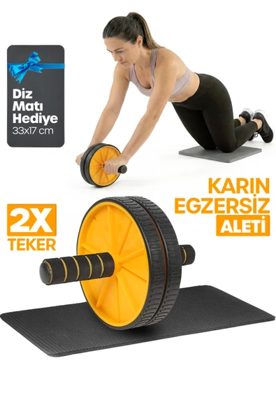 Fitness Karın Egzersiz Aleti Ab Roller 2X Tekerlekli Mekik Ev Spor İncelme Kas Yapma Aleti S309 ürün görseli 1