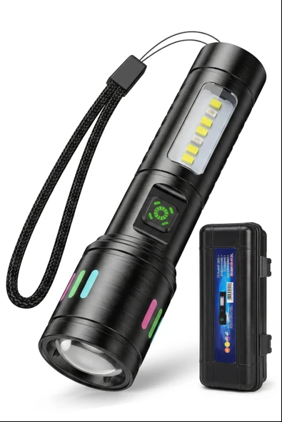 2000LM Profesyonel Şarjlı Metal El Feneri Zoomlu Type-C COB LED Lamba Acil Durum Işığı 41XL ürün görseli 1