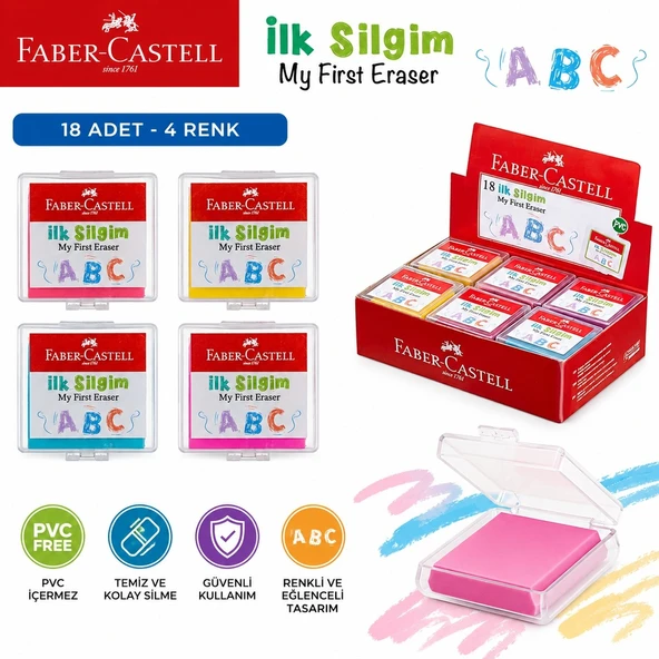 Castell Ilk Silgim 18 Li Paket Hamur Silgi Çokrenkli ürün görseli 1