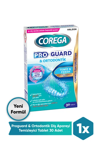 Corega Pro Guard & Ortodontik Günlük Diş Protezi Temizleyici 30 Tablet ürün görseli 1