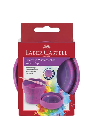 Faber-Castell Suluboya Suluğu Fıça Kabı Clic Go Pembe Mermer 5179181527000 ürün görseli 1