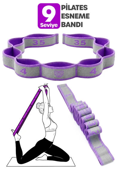 9 Seviye Direnç Bandı Jimnastik Eğitim Pilates Yoga Egzersiz Esneme Lastiği Resistance Bandı TDL9 ürün görseli 1
