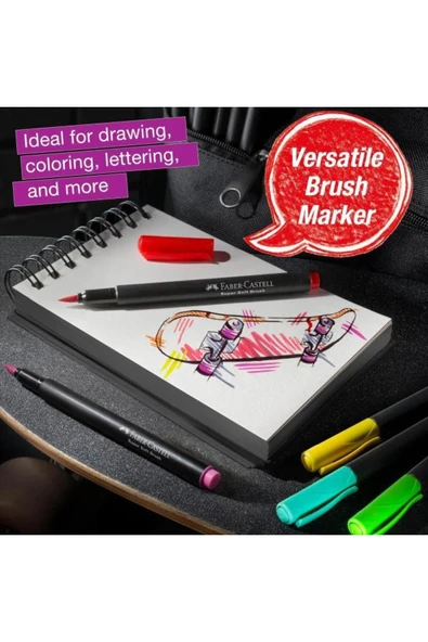 Faber Castell 116451 - Black Edition keçeli kalem seti, 10'lu kutu, fırça uçlu, çocuklar ve yetişkinler içi ürün görseli 1