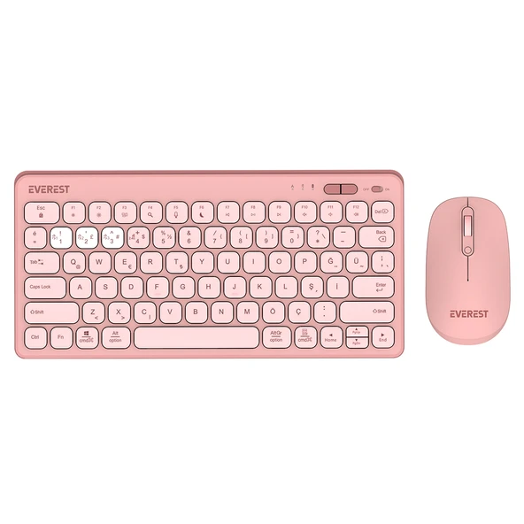 Everest Lumi Km-Bt903 Pembe 3İn1 3 Bt + 2.4 1600Dpi Q Kablosuz Klavye + Mouse Set ürün görseli 1