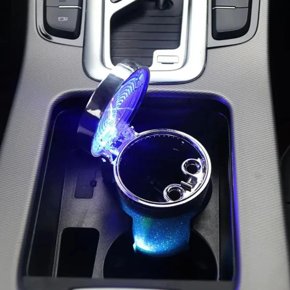 Araç İçi Oto Kokusuz Küllük RGB Işıklı Kapaklı ürün görseli 1
