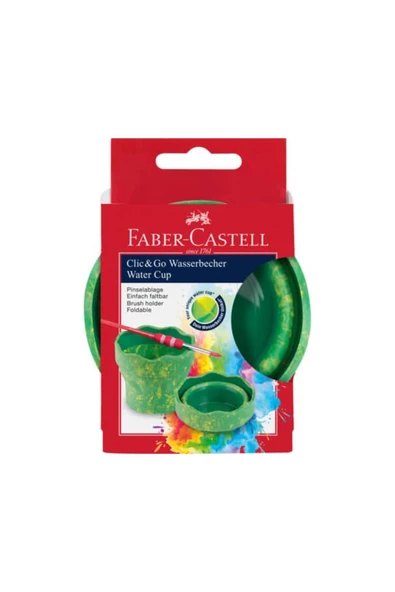 Faber-Castell Suluboya Suluğu Fıça Kabı Click Go Yeşil Marble 5292181528000 ürün görseli 1