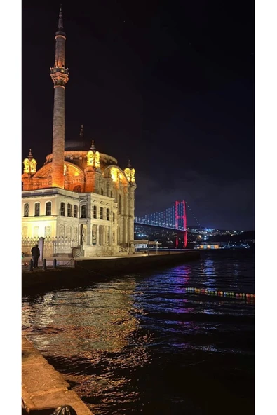 Fiery Night İstanbul Köprü Manzarası A4 Fotoğraf Baskısı 4 ürün görseli 1