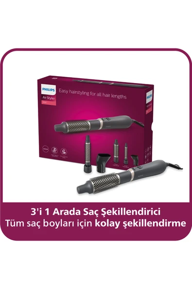 Philips 3000 Serisi 3'ü 1 Arada Saç Şekillendirici, Seramik Argan Yağı Katkılı Plakalar, BHA301/00 ürün görseli 1
