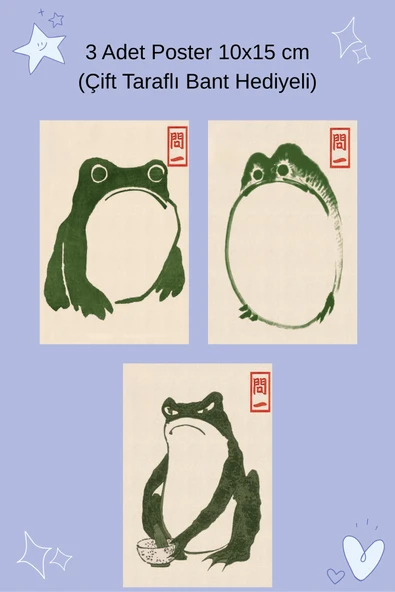 Organik Yolda Japon Kurbağaları 3 Adet Poster 10X15 cm ürün görseli 1